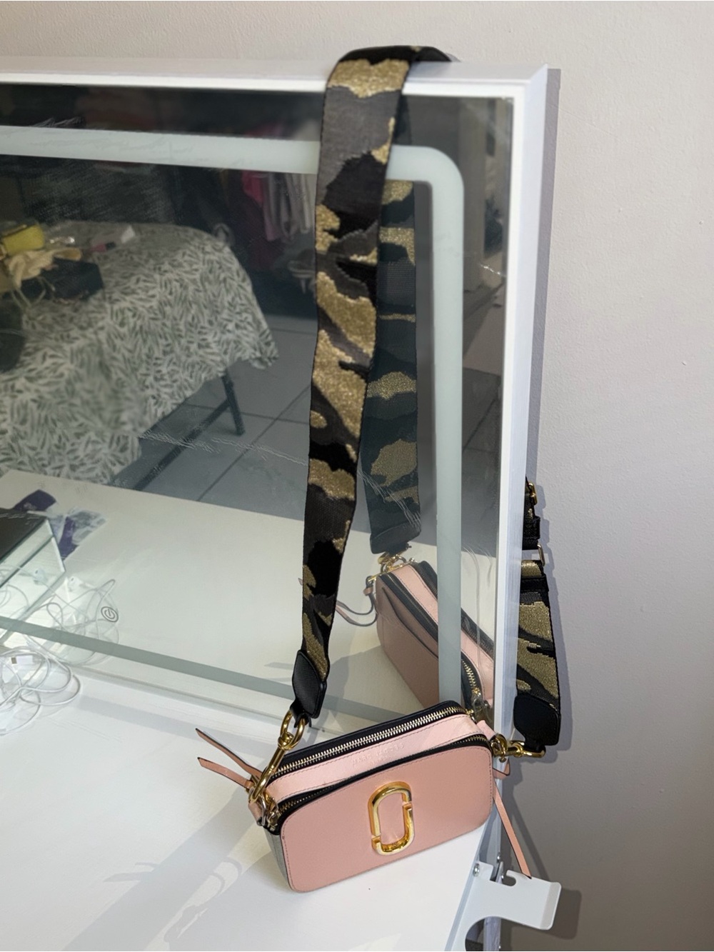 Marc Jacobs Pink Crossbody Bag with Camouflage Strap